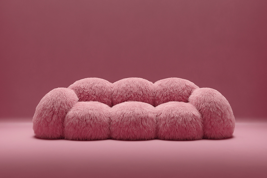 pink two seater sofa